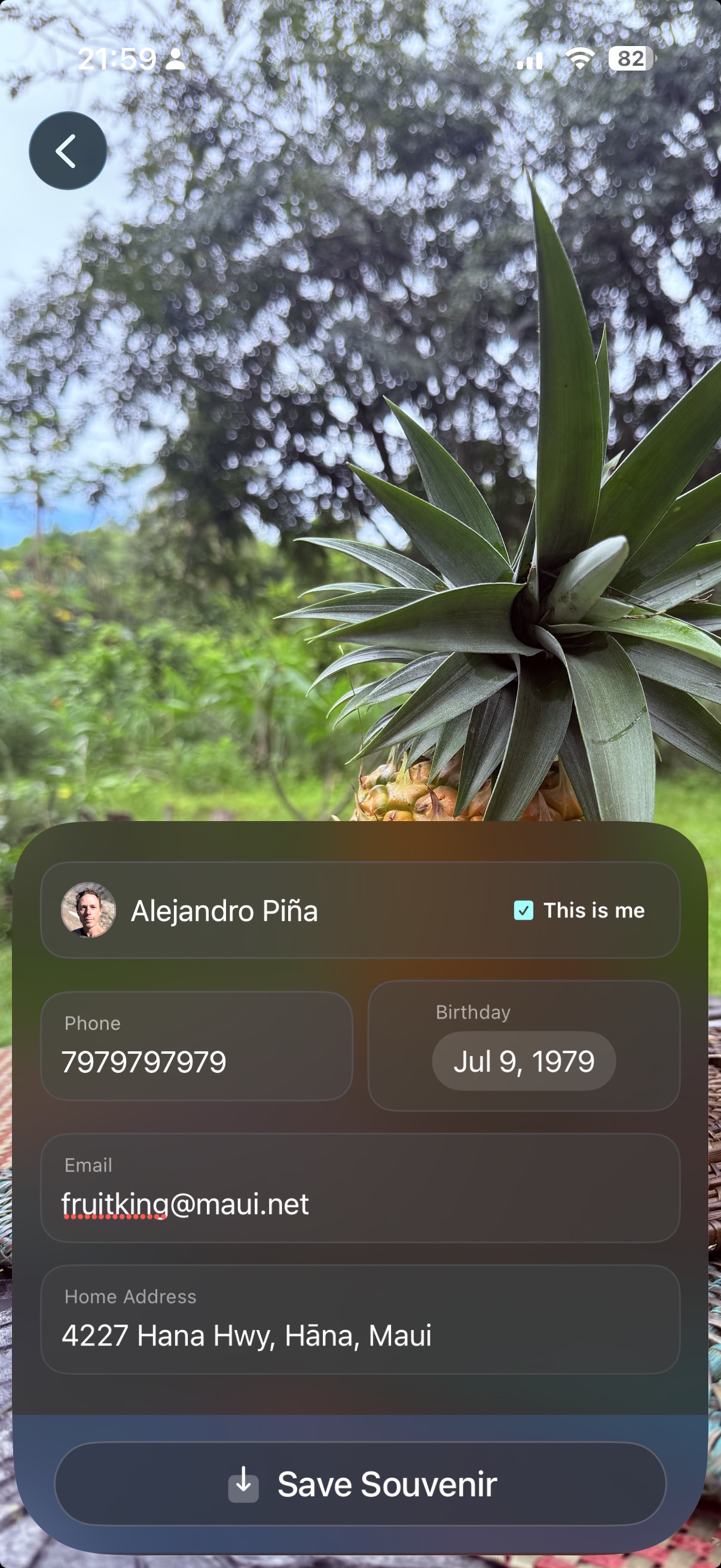 Add a souvenir — save a contact with a photo